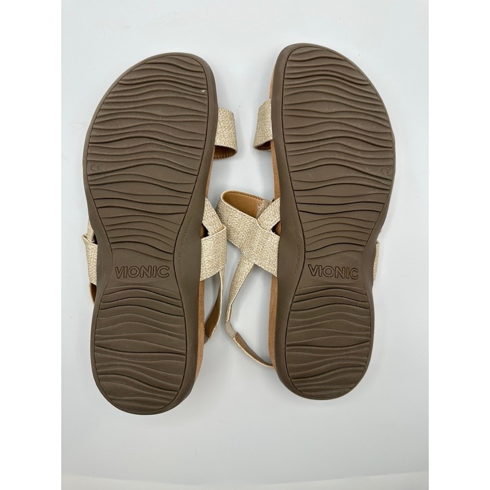 Vionic Slingback Sandals 11 Reese Womens Gold Metallic Buckle Comfort Arch - Picture 3 of 8